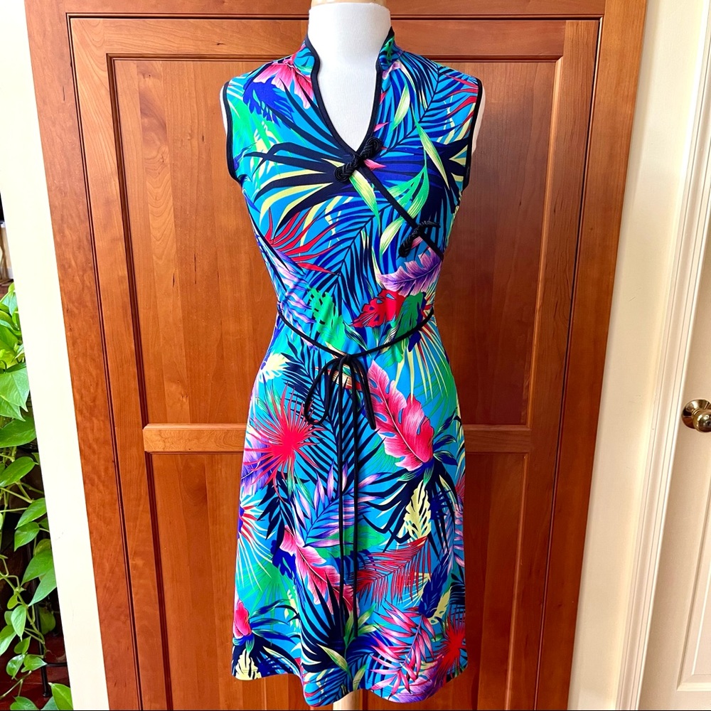 YS Fashion USA Bright Tropical Print Sleeveless Summer Beach Resort Dress